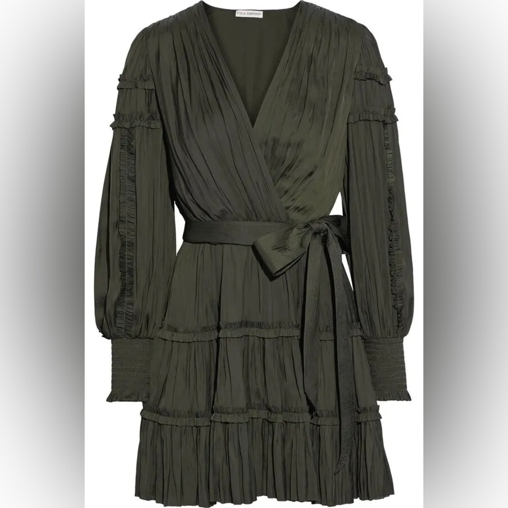 Ulla Johnson Amal Wrap Effect Silk Mini Dress - US 6
